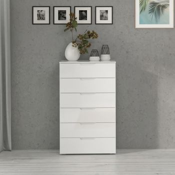 Sienna White Gloss 6 Drawer Tall Chest
