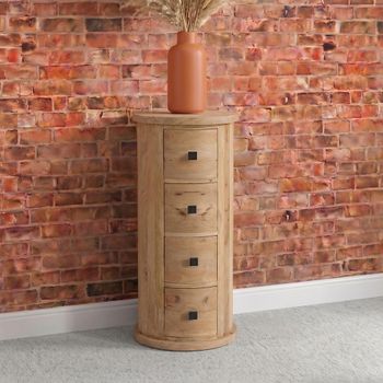 Silvasa Mango Wood 4 Drawer Narrow Drum Chest