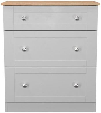 Sussex Grey and Oak 3 Drawer Deep Chest
