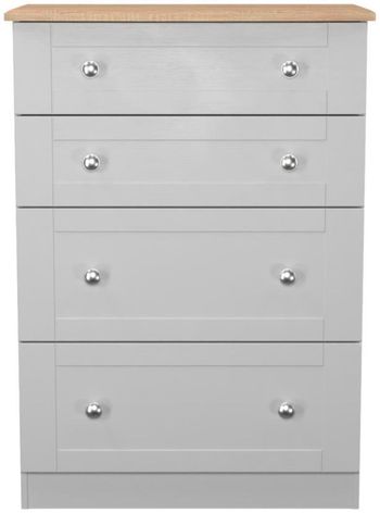 Sussex Grey and Oak 4 Drawer Deep Chest