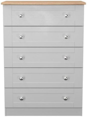 Sussex Grey and Oak 5 Drawer Chest