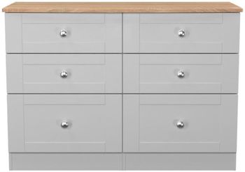Sussex Midi Grey and Oak 6 Drawer Chest