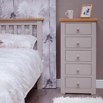 Diamond Painted 5 Drawer Tall Chest of Drawers