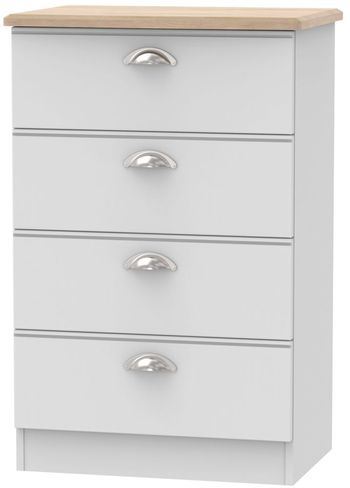 Victoria Midi Grey and Riviera Oak 4 Drawer Chest