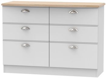 Victoria Midi Grey and Riviera Oak 6 Drawer Chest