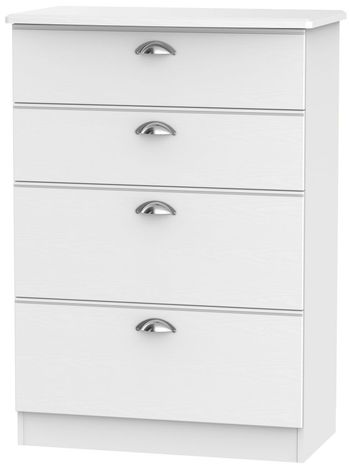 Victoria White 4 Drawer Deep Chest