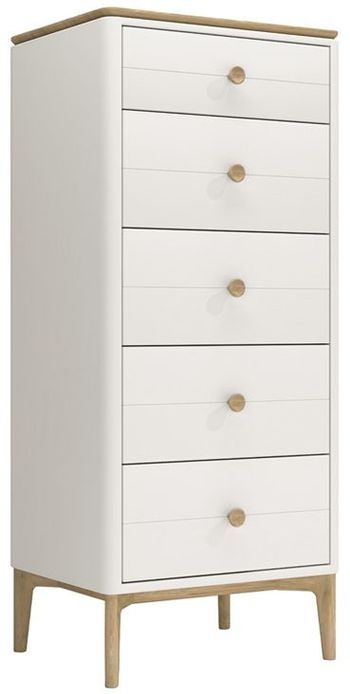 Marlow Cashmere Oak 5 Drawer Tall Chest