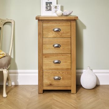 Woburn Rustic Oak Narrow 4 Drawer Chest