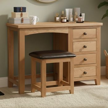 Marlborough Oak 4 Drawer Single Dressing Table