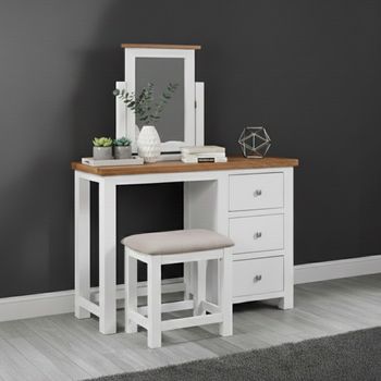 Lundy White Painted 3 Drawer Single with Stool Dressing Table