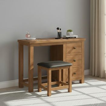 Original Rustic Oak 3 Drawer Single Set Dressing Table