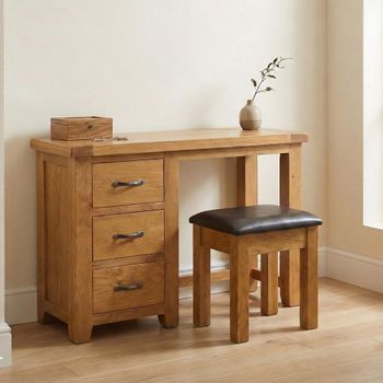 Somer Oak 3 Drawer Single with Stool Dressing Table