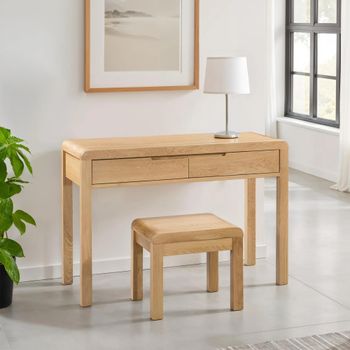 Curve Oak 2 Drawer Dressing Table with Stool