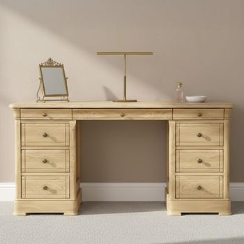 Moreno Oak Double Pedestal 7 Drawer Dressing Table