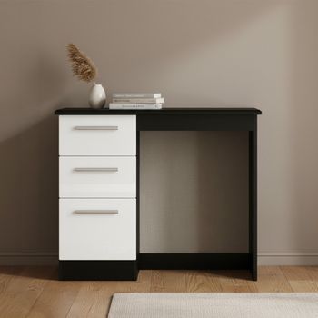 Knightsbridge White Gloss and Black 3 Drawer Single Dressing Table
