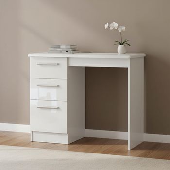 Knightsbridge White Gloss 3 Drawer Single Dressing Table