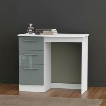 Knightsbridge Grey Gloss and White 3 Drawer Single Dressing Table
