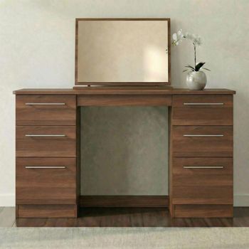 Sherwood Walnut Double 6 Drawer Dressing Table