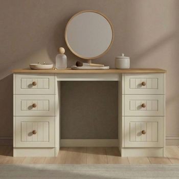 Warwick Cream and Oak 6 Drawer Double Dressing Table