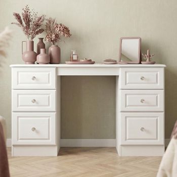Crystal Double White 6 Drawer Dressing Table