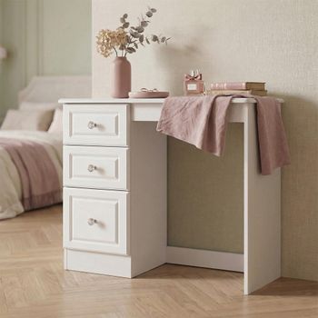 Crystal Single White 3 Drawer Dressing Table