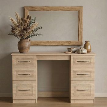 Dorset Oak 6 Drawer Double Dressing Table
