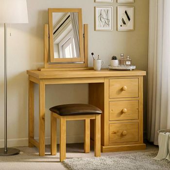 Churchill Waxed Pine 3 Drawer Set Dressing Table