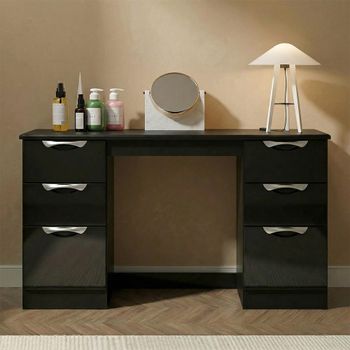 Camden Black Gloss 6 Drawer Double Dressing Table