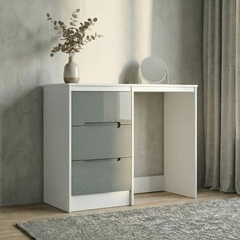 Monaco Grey Gloss and White 3 Drawer Single Dressing Table
