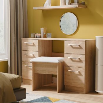 Devon Oak Double 6 Drawer Dressing Table
