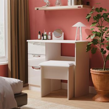 Camden Gloss Cashmere 3 Drawer Single Dressing Table