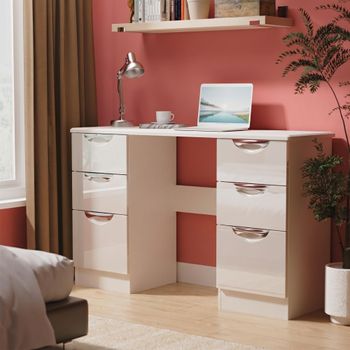 Camden Gloss Cashmere 6 Drawer Double Dressing Table