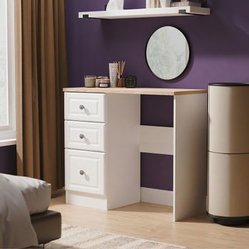 Norfolk White and Oak 3 Drawer Single Dressing Table
