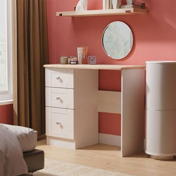 Sussex Single Cashmere and Oak 3 Drawer Dressing Table