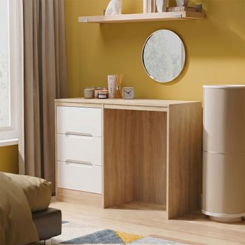 Monaco Cashmere Matt and Oak 3 Drawer Single Dressing Table