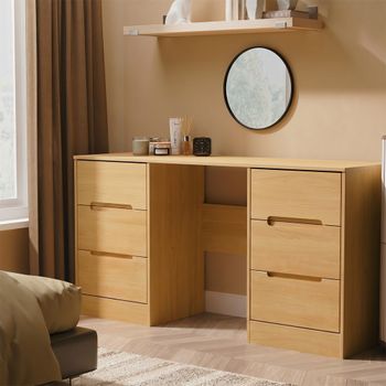 Monaco Modern Oak 6 Drawer Double Dressing Table