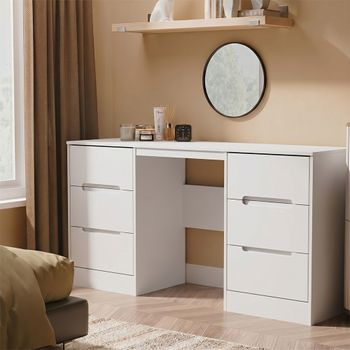 Monaco White 6 Drawer Double Dressing Table