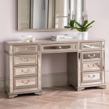 Jessica Champagne Mirrored 7 Drawer Dressing Table