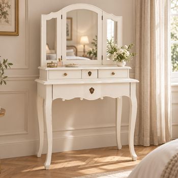Loire White with Mirror 4 Drawer Dressing Table