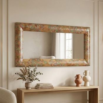 Mosaic Natural Handcrafted Mango Wood Wall Mirror - 60cm x 120cm