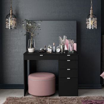 Ava Single Black 5 Drawer Dressing Table