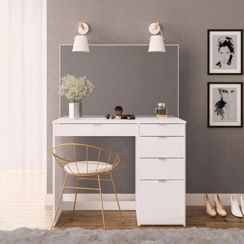 Ava Single White 5 Drawer Dressing Table