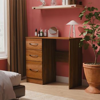 Avon Walnut 3 Drawer Single Dressing Table