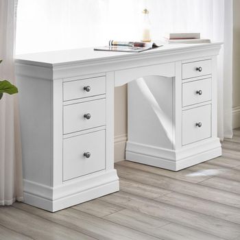 Clermont Double White 6 Drawer Dressing Table
