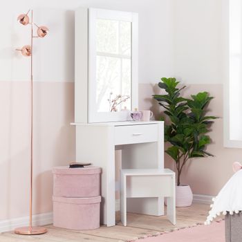 Evelyn Sliding Mirror White 1 Drawer Dressing Table