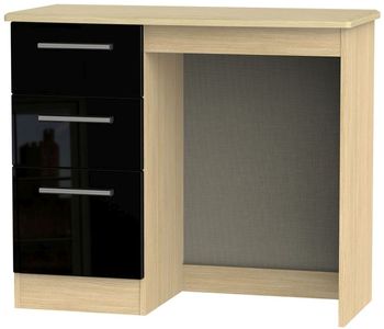 Knightsbridge Single Black Gloss and Light Oak 3 Drawer Dressing Table
