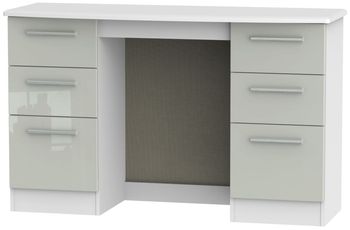 Knightsbridge Cashmere Gloss and White 6 Drawer Double Dressing Table