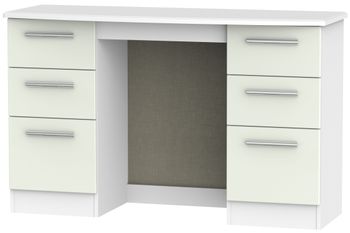 Knightsbridge Cashmere Matt and White 6 Drawer Double Dressing Table