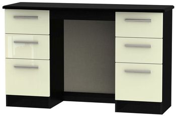 Knightsbridge Double Cream Gloss and Black 6 Drawer Dressing Table