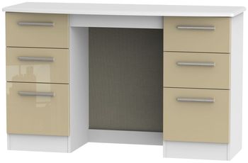 Knightsbridge Mushroom and White 6 Drawer Double Dressing Table